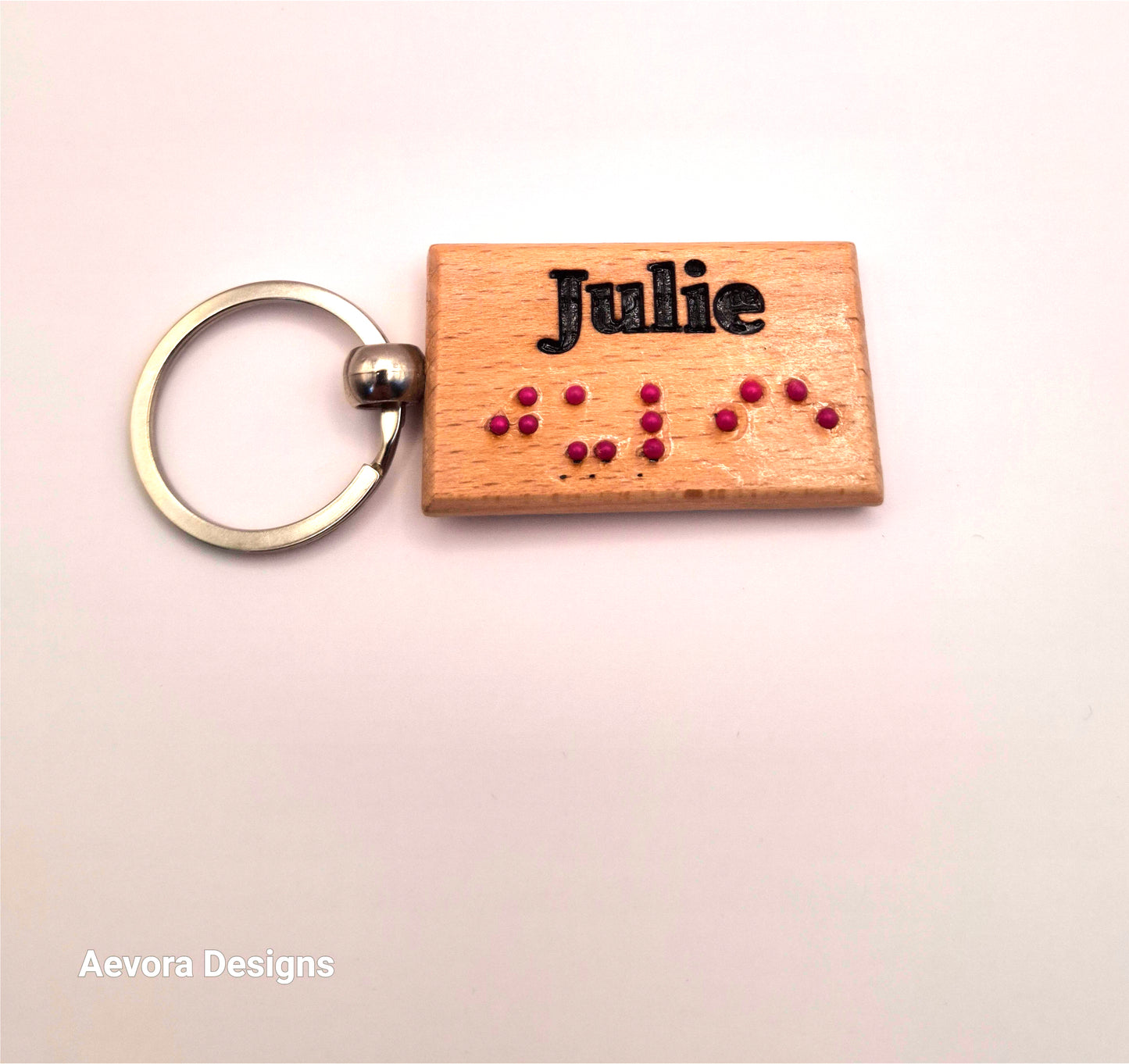 Wooden Braille Name Keychain - Braille 5 letters