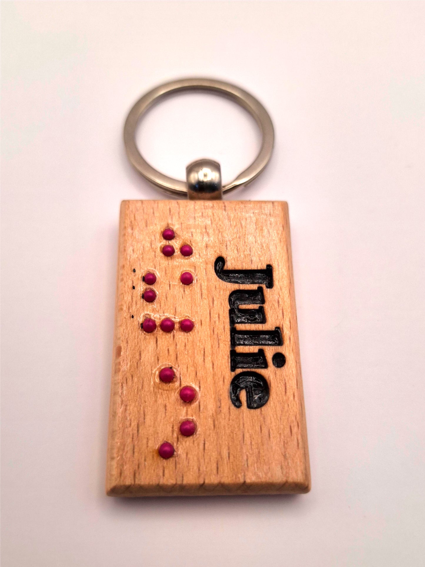 Wooden Braille Name Keychain - Braille 5 letters