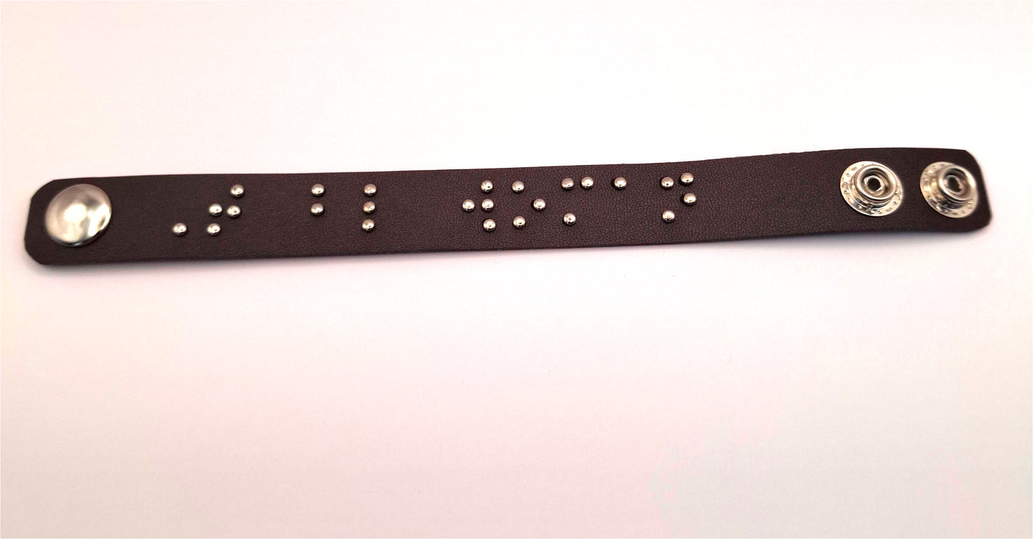 Custom Braille Leather Wristband