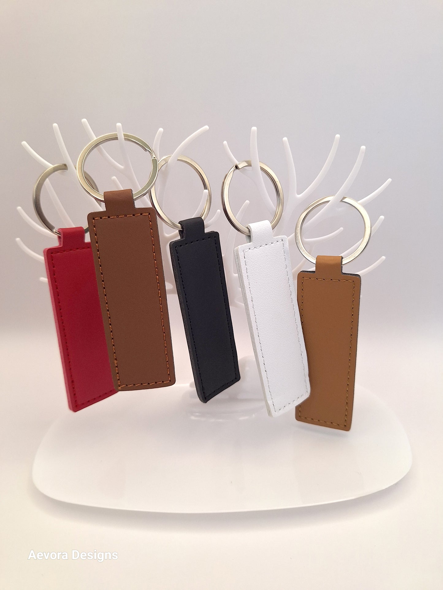 Customized Leather Engraved Keychain Rectangle - Aevora Designs Customized Leather Engraved Keychain Rectangle NZD Faux Leather Aevora Designs KCLRI001