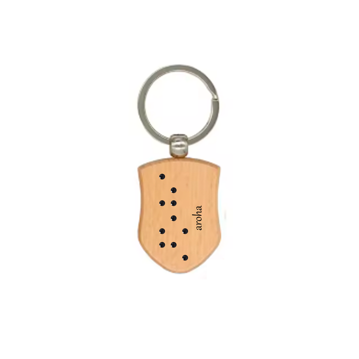 Personalized Wood Braille Keychain – With Custom family Image & Braille 4 letter