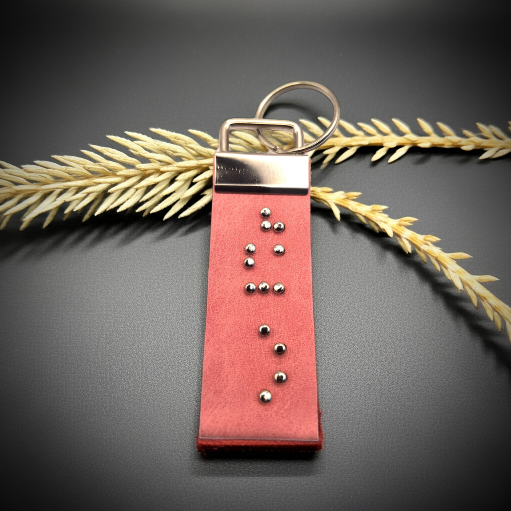 Braille Leather Name Tag - Aevora Designs Braille Leather Name Tag NZD Faux Leather Aevora Designs KCBCT001