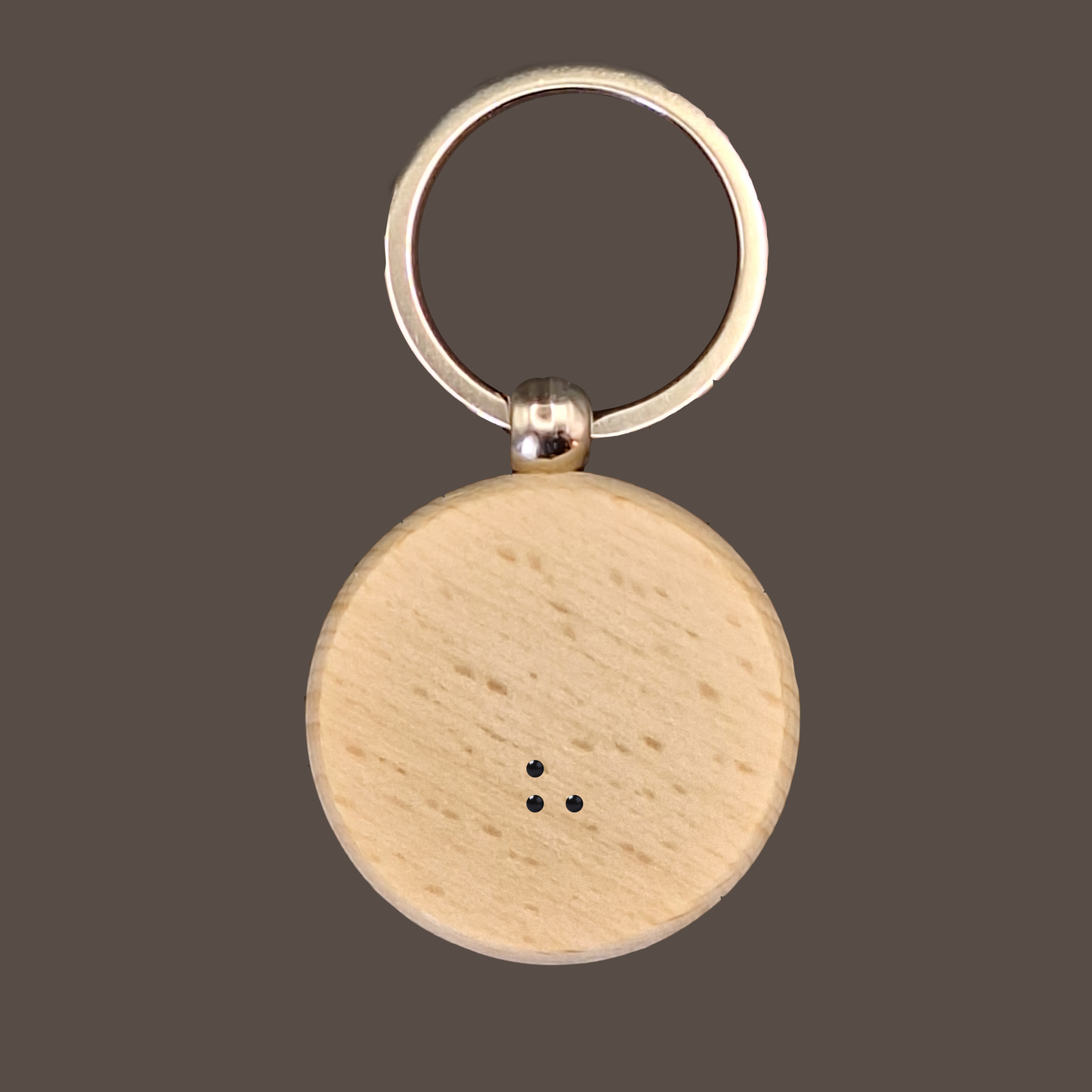 Circle Braille Letter Wooden Keychain
