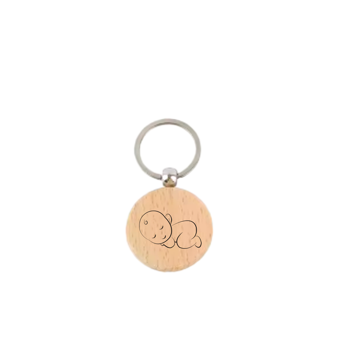 Custom Circle Wood Keychain