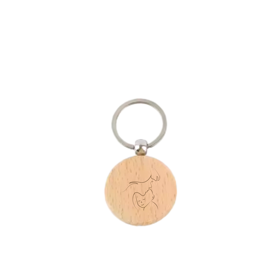 Custom Circle Wood Keychain