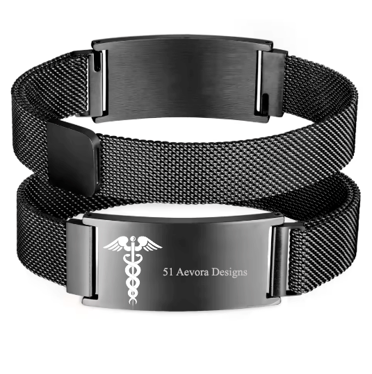 Persoanlized Medical Alert ID Emergency Bracelet, Adjustable Stainless Steel