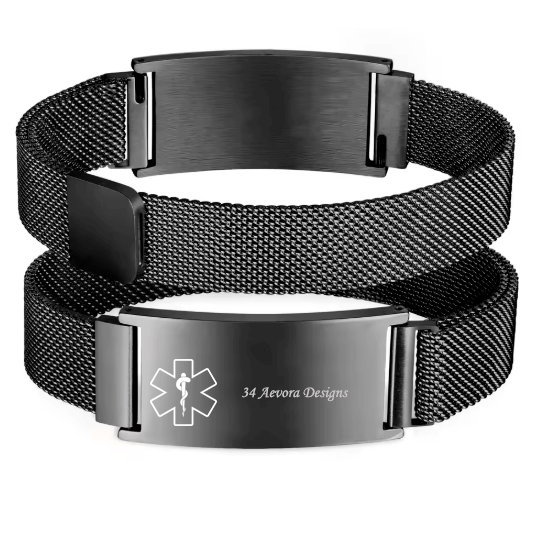 Persoanlized Medical Alert ID Emergency Bracelet, Adjustable Stainless Steel
