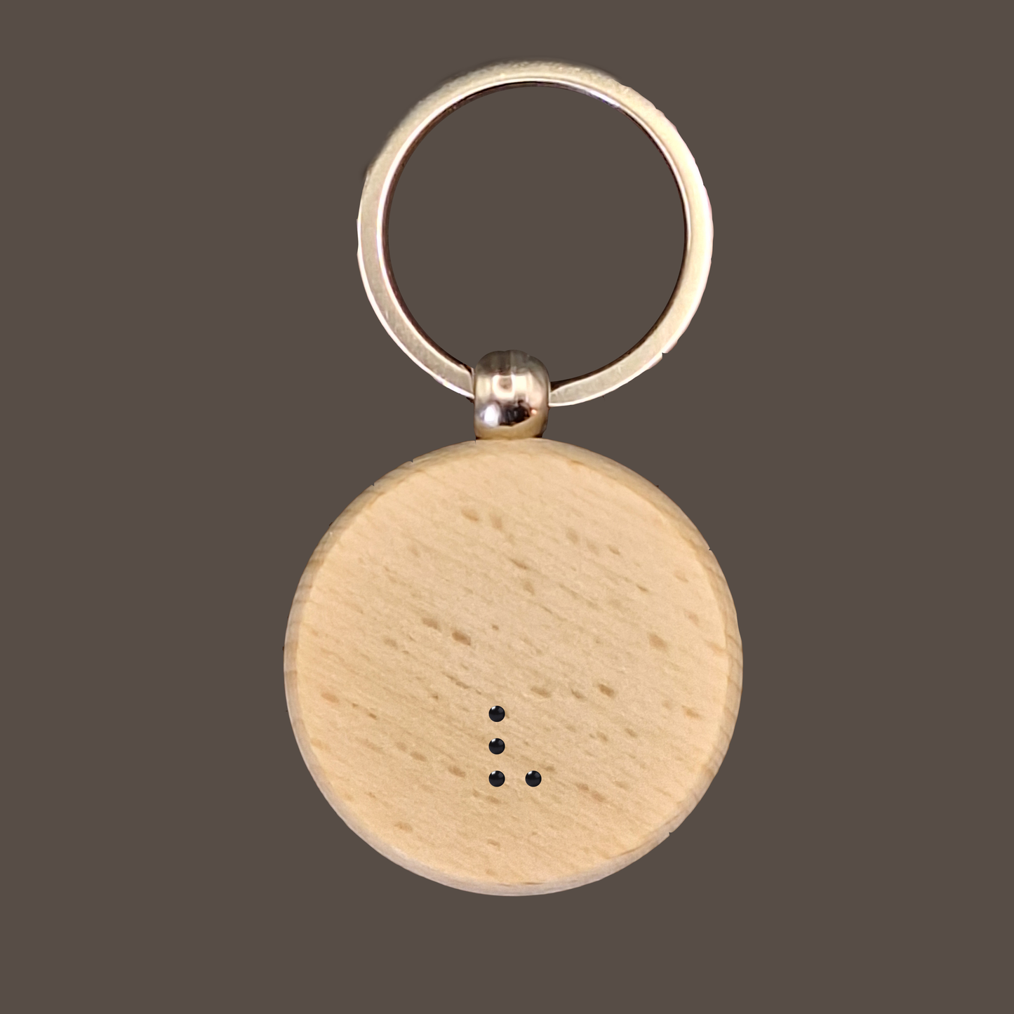Circle Braille Letter Wooden Keychain