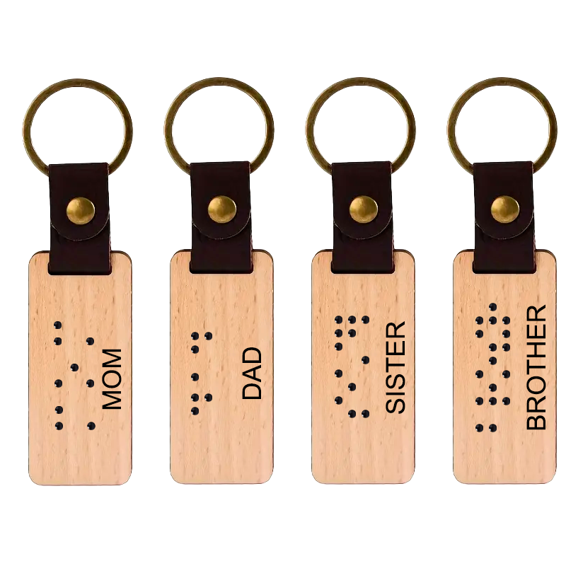 Personalised Braille Keychains for family members