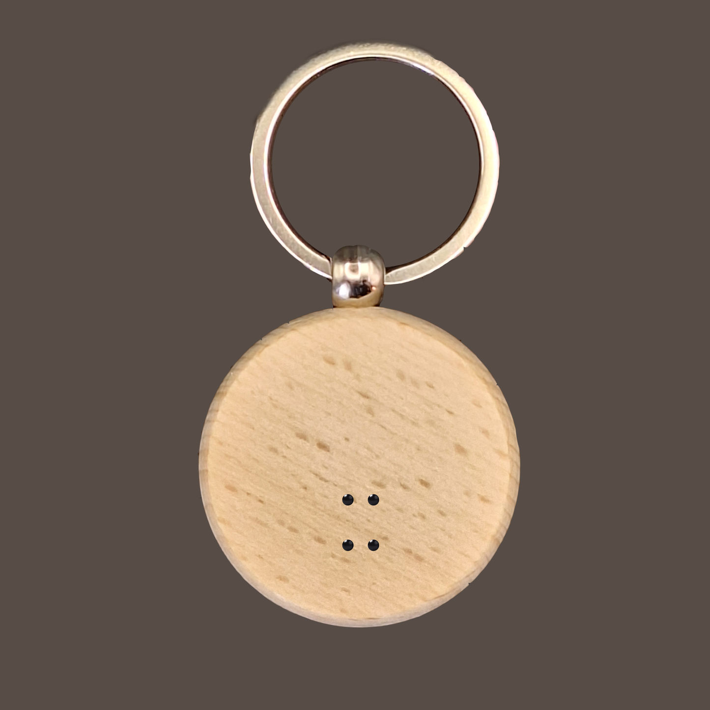 Circle Braille Letter Wooden Keychain