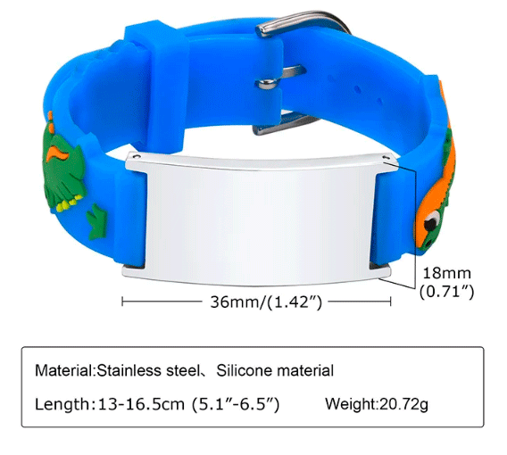 Kids ID Silicone Bracelet – Fun Cartoon Personalized Medical Alert Bracelet | Premium Multicolor Silicone Medical Bracelet - Aevora Designs Kids ID Silicone Bracelet – Fun Cartoon Personalized Medical Alert Bracelet | Premium Multicolor Silicone Medical Bracelet NZD Medical Information Wristband Aevora Designs WBSCSSK001