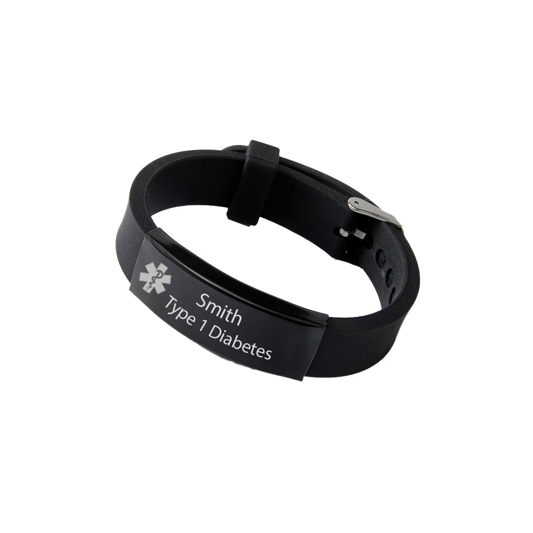 Black Medical ID Bracelet – Custom Engraved for Men, Women & Kids | NZ Made, Free Delivery