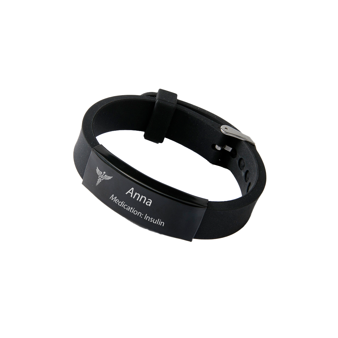 Black Medical ID Bracelet – Custom Engraved for Men, Women & Kids | NZ Made, Free Delivery