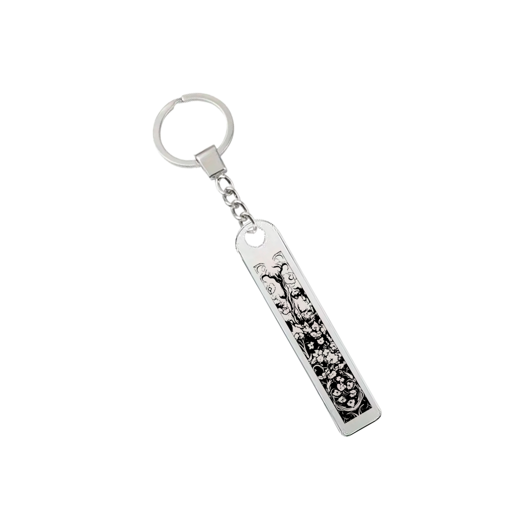 Custom Stainless Steel Flat Bar Keychain – Personalised Engraving on Both Bars, Name & Date Keepsake Gift for Him & Her, Anniversary, Valentine’s or Friendship Gift