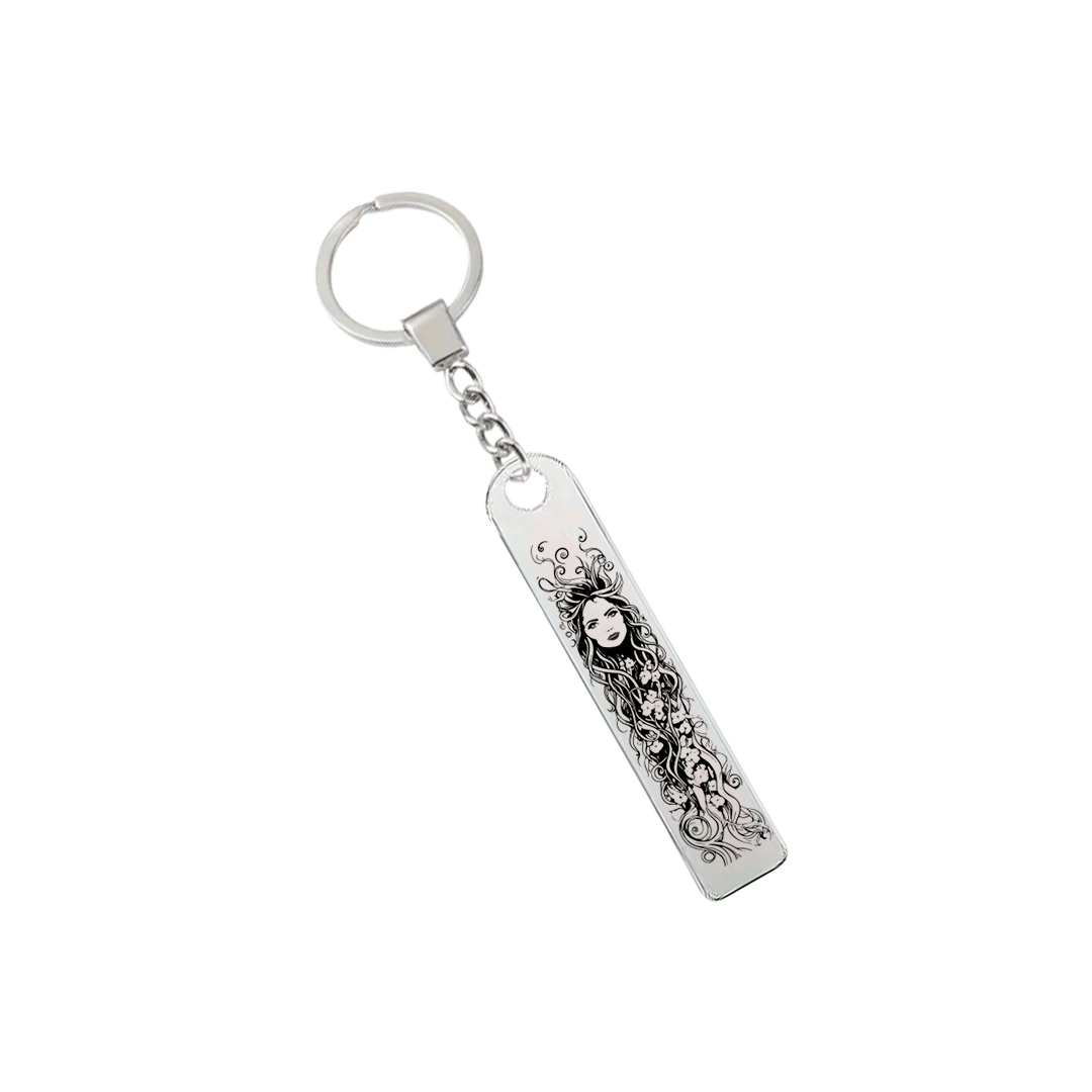 Custom Stainless Steel Flat Bar Keychain – Personalised Engraving on Both Bars, Name & Date Keepsake Gift for Him & Her, Anniversary, Valentine’s or Friendship Gift