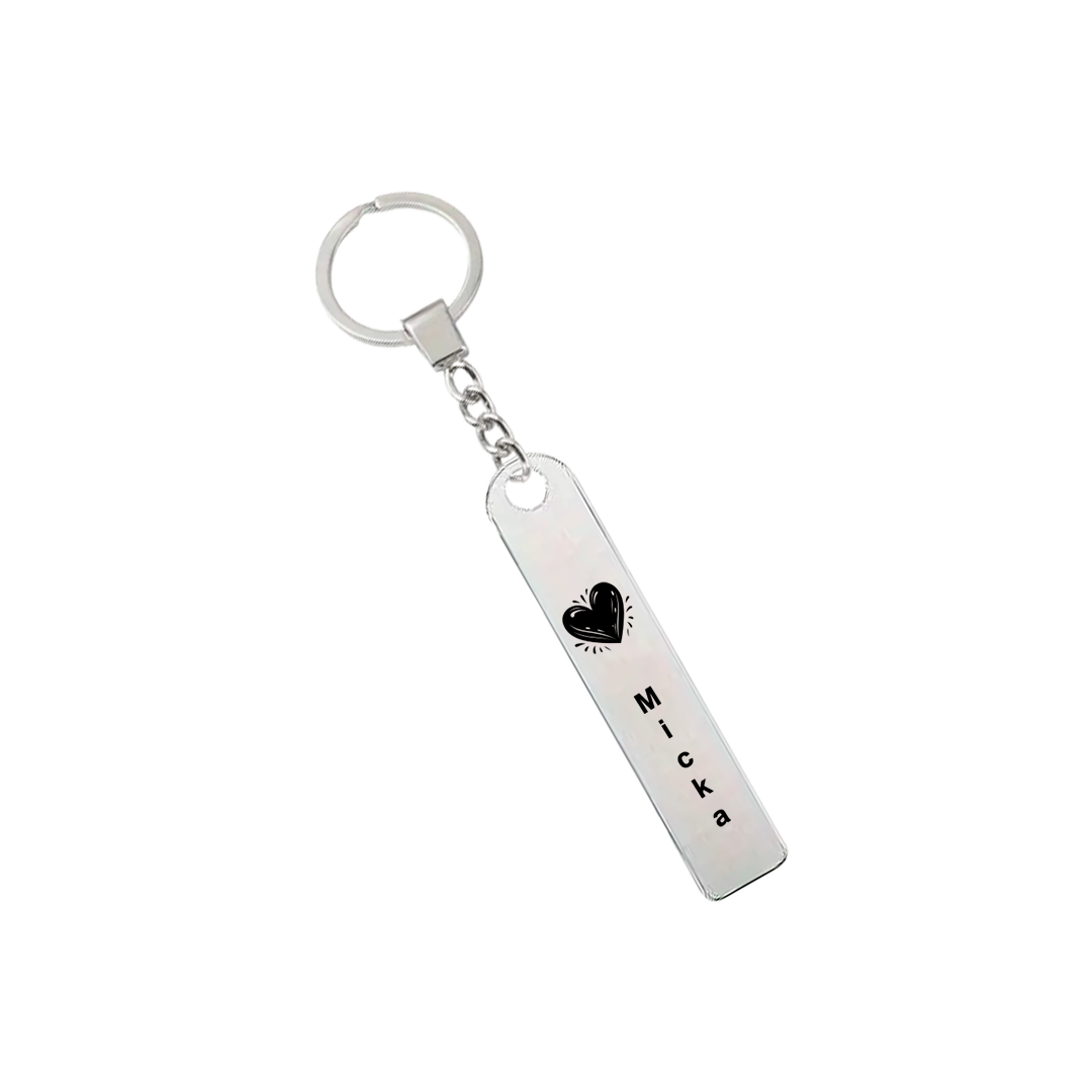 Custom Stainless Steel Flat Bar Keychain – Personalised Engraving on Both Bars, Name & Date Keepsake Gift for Him & Her, Anniversary, Valentine’s or Friendship Gift