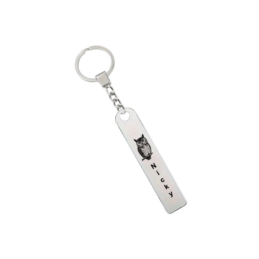 Custom Stainless Steel Flat Bar Keychain – Personalised Engraving on Both Bars, Name & Date Keepsake Gift for Him & Her, Anniversary, Valentine’s or Friendship Gift