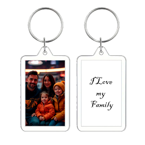 Twin Photo Keychain Transparent Rectangle Double-Sided Photo Keychain – Two Memories in One