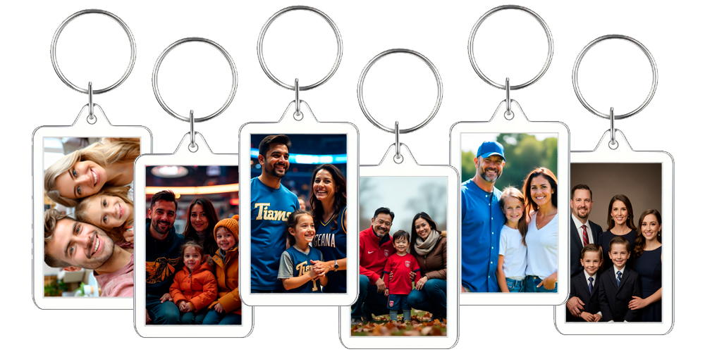 Twin Photo Keychain Transparent Rectangle Double-Sided Photo Keychain – Two Memories in One