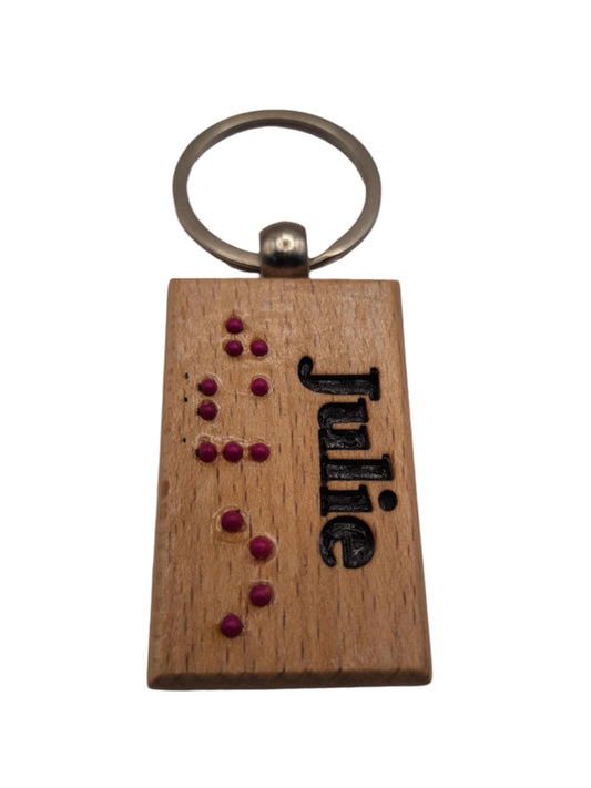 Wooden Braille Name Keychain - Braille 5 letters