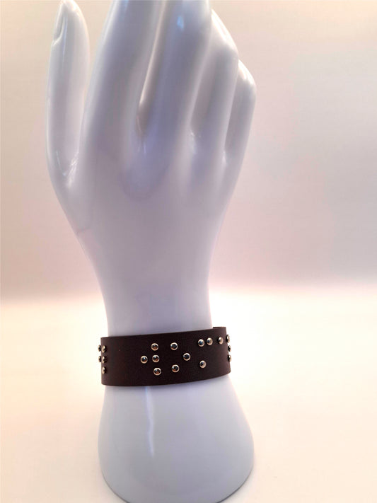 Custom Braille Leather Wristband