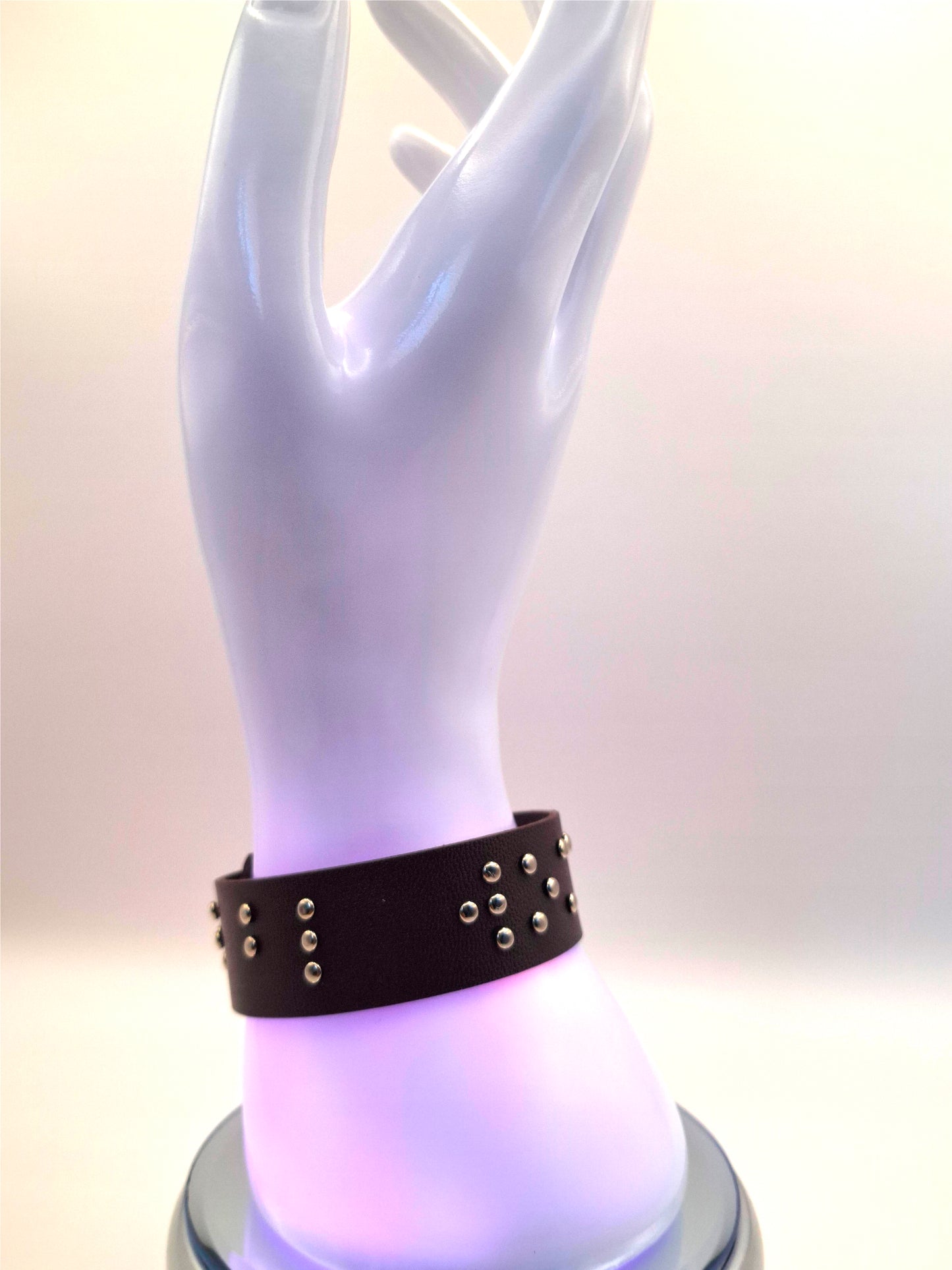 Custom Braille Leather Wristband