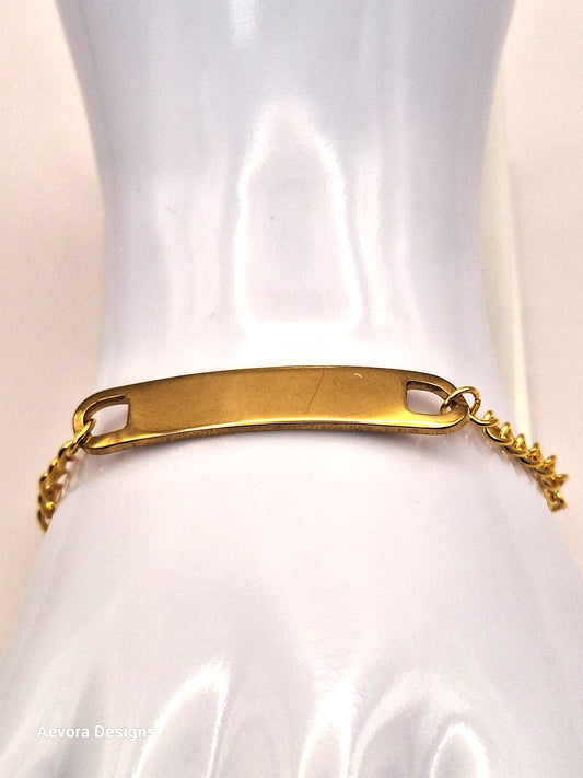 Long Oval Gold-Plated Medical Alert Bracelet