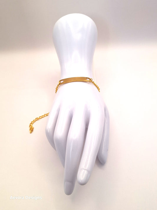 Long Oval Gold-Plated Medical Alert Bracelet