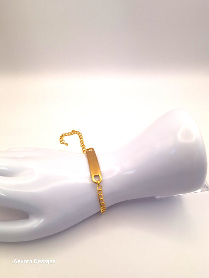 Long Oval Gold-Plated Alert Bracelet - Aevora Designs Long Oval Gold-Plated Alert Bracelet  NZD Medical Information Wristband Aevora Designs WBGROCT001