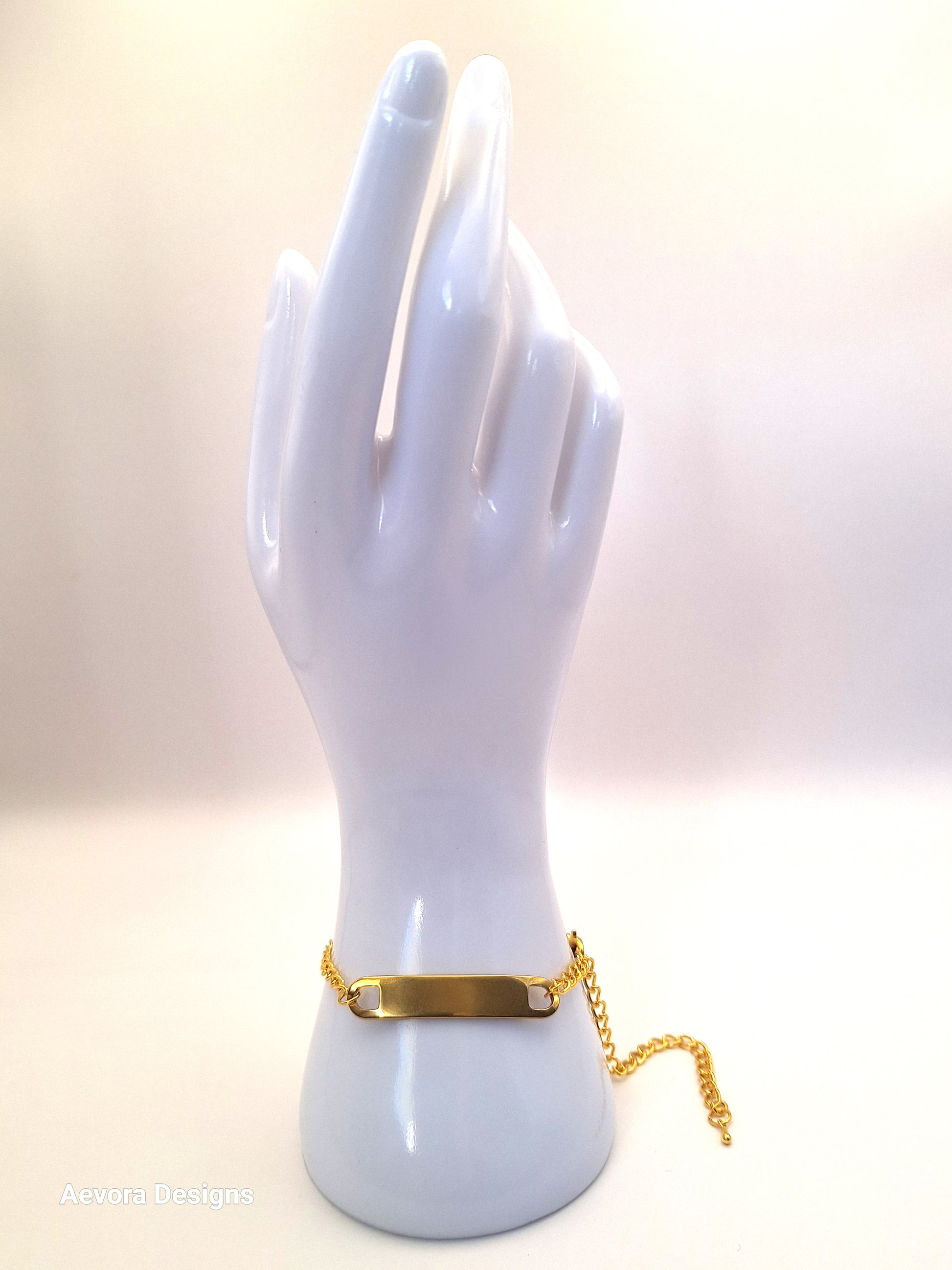 Long Oval Gold-Plated Alert Bracelet - Aevora Designs Long Oval Gold-Plated Alert Bracelet  NZD Medical Information Wristband Aevora Designs WBGROCT001