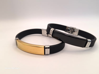 Personalized Style Stainless Steel Silicon Bracelet  Information Wristband Black - Aevora Designs Personalized Style Stainless Steel Silicon Bracelet  Information Wristband Black  NZD Leather plate Aevora Designs SWBMI001