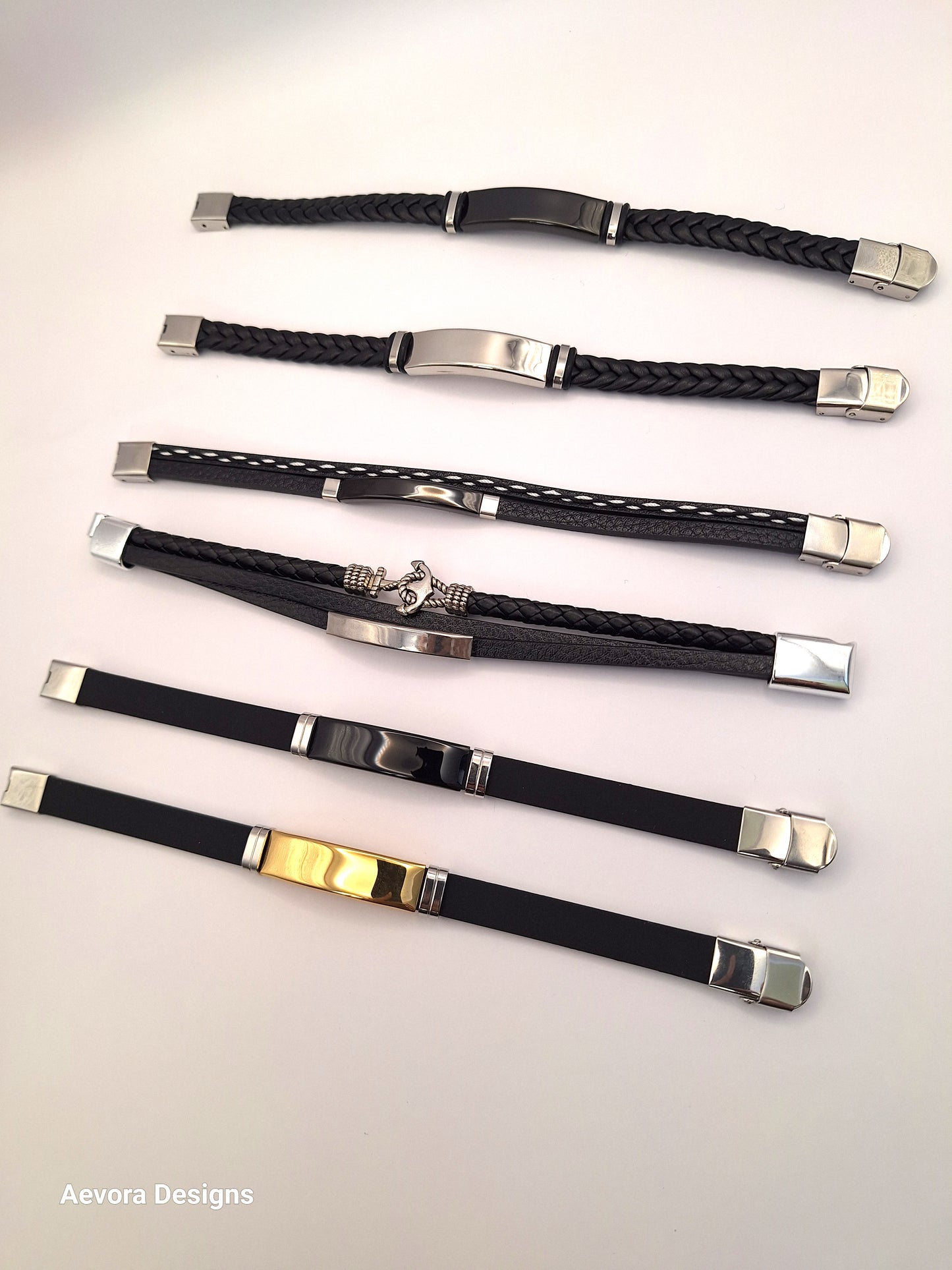 Personalized Style Stainless Steel Silicon Bracelet  Information Wristband Black - Aevora Designs Personalized Style Stainless Steel Silicon Bracelet  Information Wristband Black  NZD Leather plate Aevora Designs SWBMI001