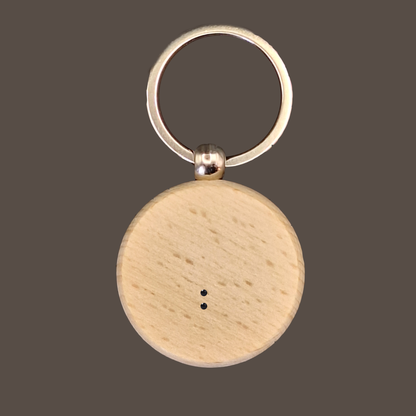 Circle Braille Letter Wooden Keychain
