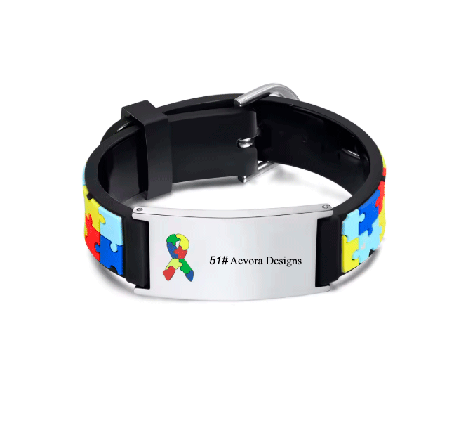 Aevora Designs Lovely Puzzle Personalized Autism Medical Alert ID Bracelet For Child Kids, 0-7 Years Custom Anti-lost Bracelet Silcone Wristband - Aevora Designs Aevora Designs Lovely Puzzle Personalized Autism Medical Alert ID Bracelet For Child Kids, 0-7 Years Custom Anti-lost Bracelet Silcone Wristband  NZD Medical Information Wristband Aevora Designs
