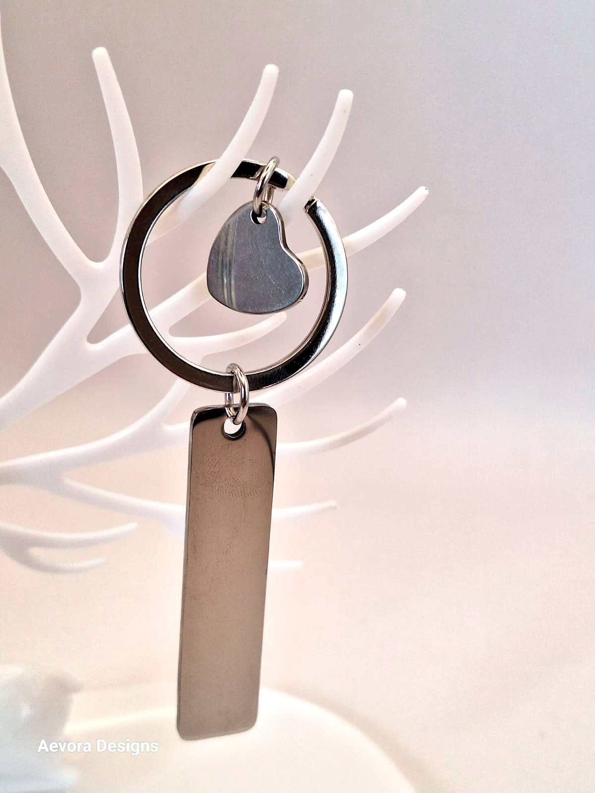 Custom Stainless Steel Keychain heart charm - Aevora Designs Custom Stainless Steel Keychain heart charm  NZD Stainless Steel Aevora Designs KCSSCh001