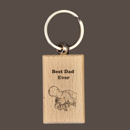 Custom Rectangular Wood Keychain