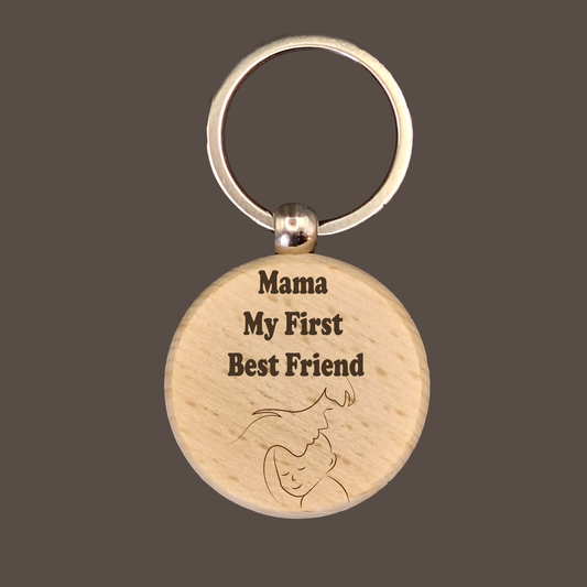 Custom Circle Wood Keychain