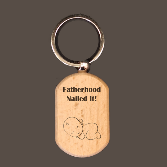 Custom Rectangular Oval Wood Keychain