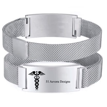 Persoanlized Medical Alert ID Emergency Bracelet, Adjustable Stainless Steel