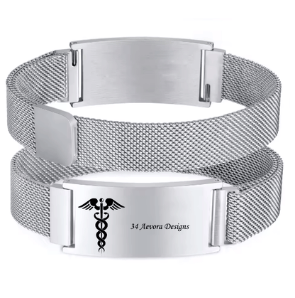 Persoanlized Medical Alert ID Emergency Bracelet, Adjustable Stainless Steel