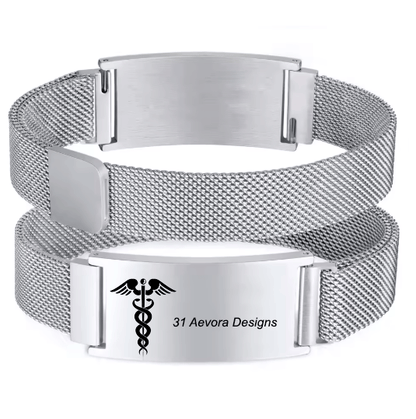 Persoanlized Medical Alert ID Emergency Bracelet, Adjustable Stainless Steel