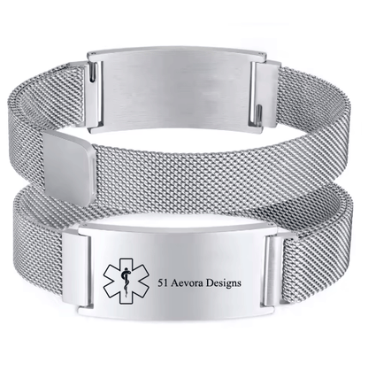Persoanlized Medical Alert ID Emergency Bracelet, Adjustable Stainless Steel