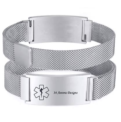 Persoanlized Medical Alert ID Emergency Bracelet, Adjustable Stainless Steel