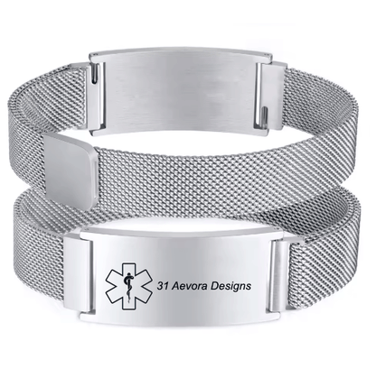 Persoanlized Medical Alert ID Emergency Bracelet, Adjustable Stainless Steel