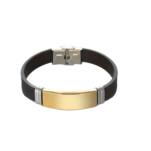 Personalized Style Stainless Steel Silicon Bracelet  Information Wristband Black - Aevora Designs Personalized Style Stainless Steel Silicon Bracelet  Information Wristband Black  NZD Leather plate Aevora Designs SWBMI001