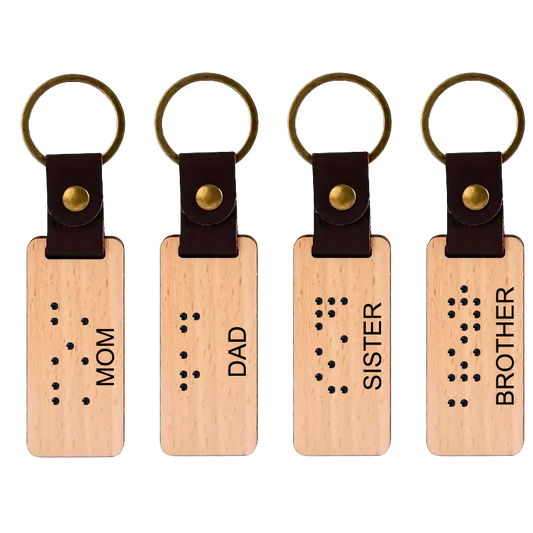 Personalised Braille Keychains for family members