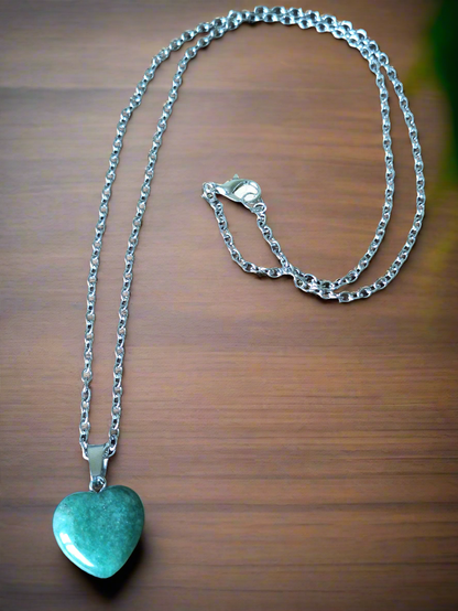 Green Stone Heart Necklace – Natural Crystal Pendant of Love & Balance NZ AU