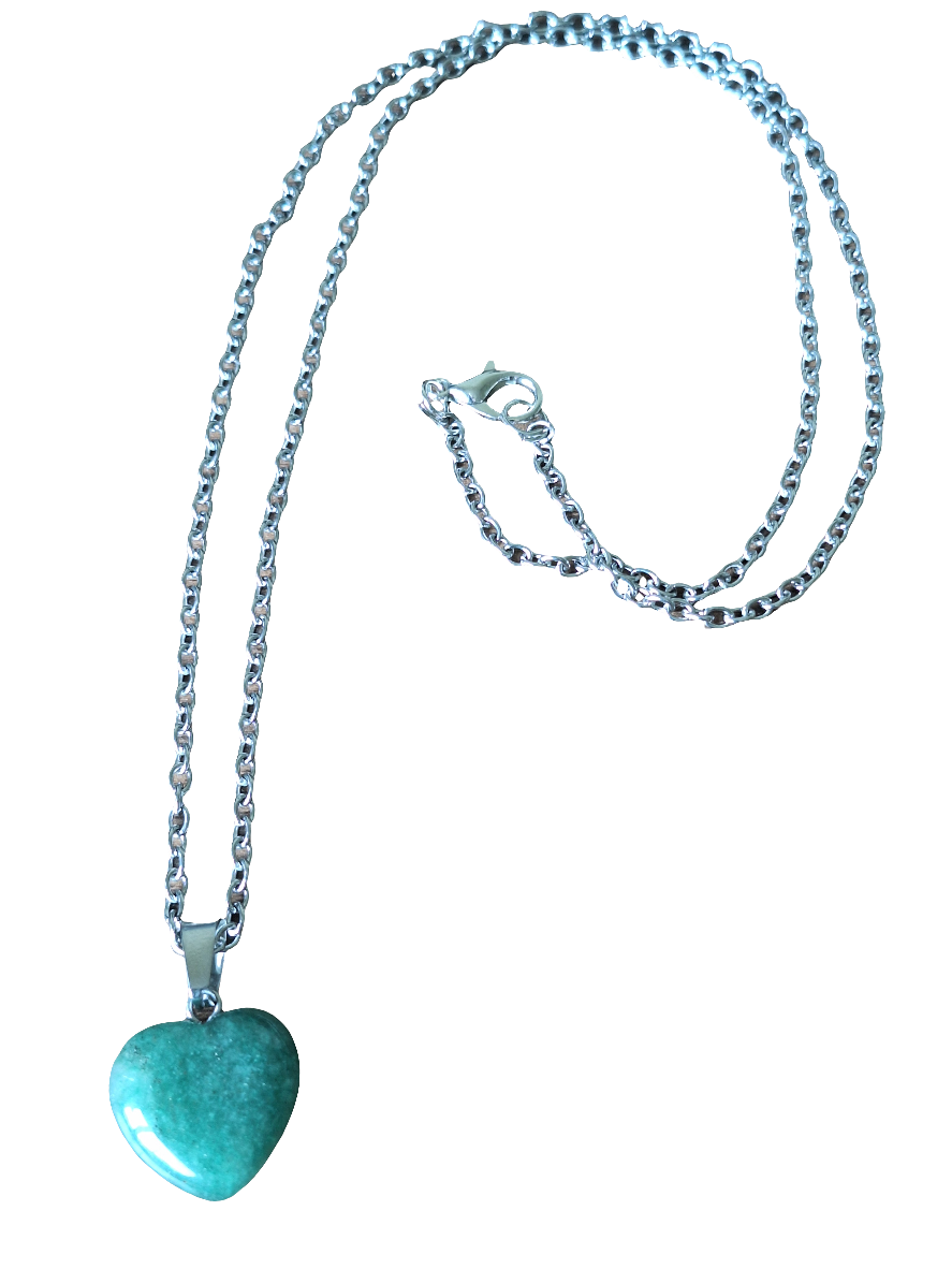 Green Stone Heart Necklace – Natural Crystal Pendant of Love & Balance NZ AU