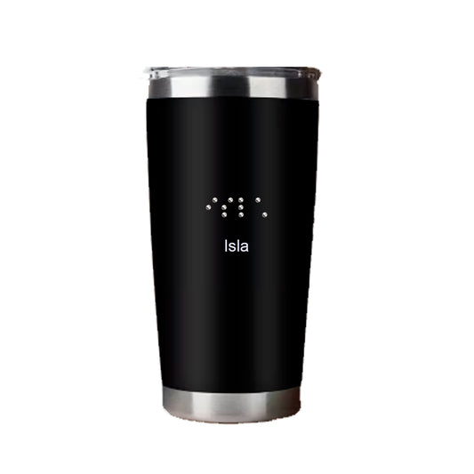 Custom 20oz Stainless Steel Insulated Mug with Braille Bead Name | Personalised Coffee, Tea & Water Tumbler | Unique Gift NZ & AU