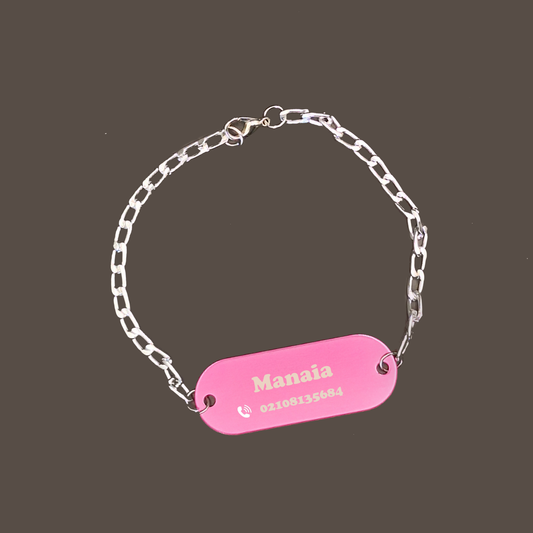 Personalized Silver Chain QR Medical Contact Information Bracelet